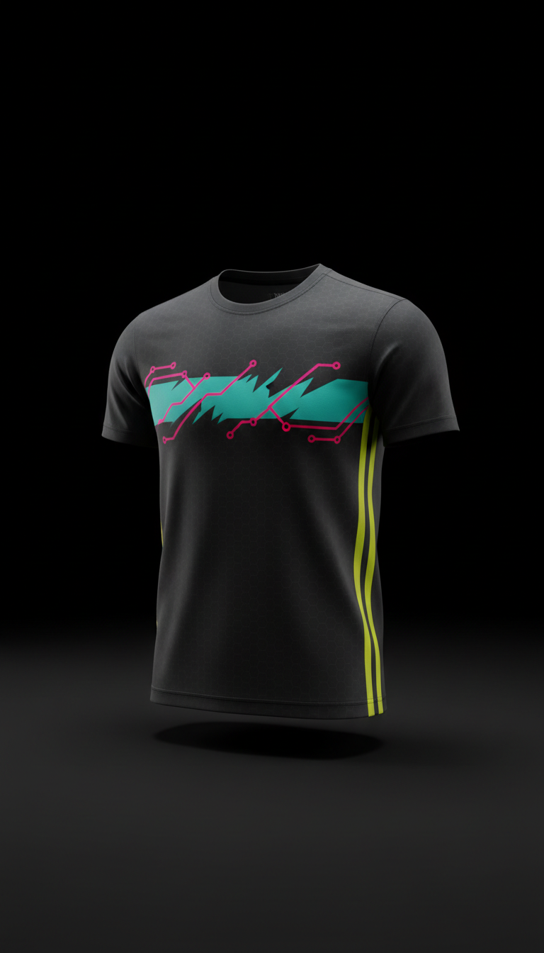 Technical Performance Tee With Neon Accents